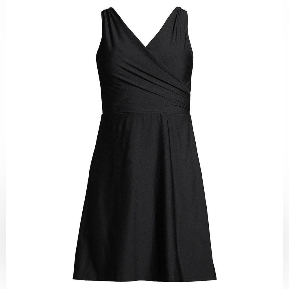 NWT Lands End Womens TummyControl Surplice Wrap One Piece Swim Dress SIZE 4